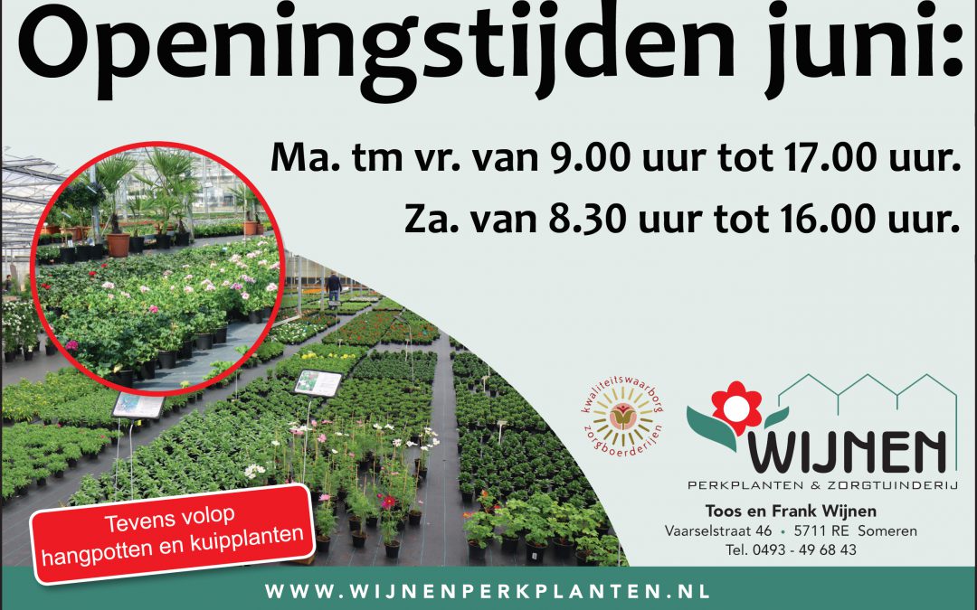 Openingstijden gewijzigd !