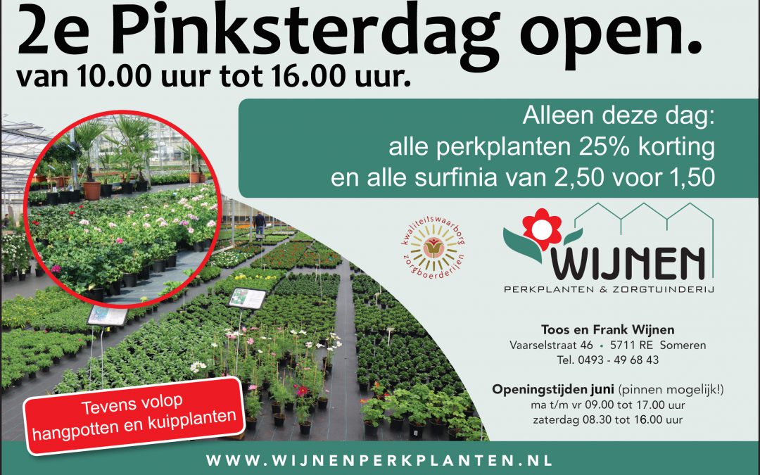 2e Pinksterdag open.