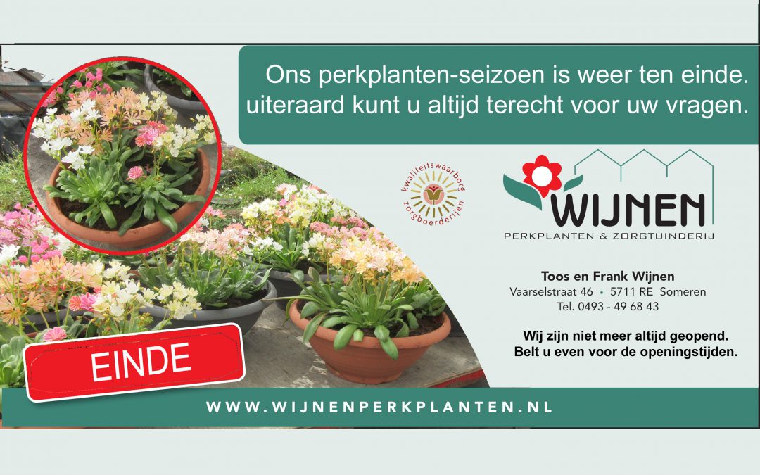 Einde verkoopseizoen.